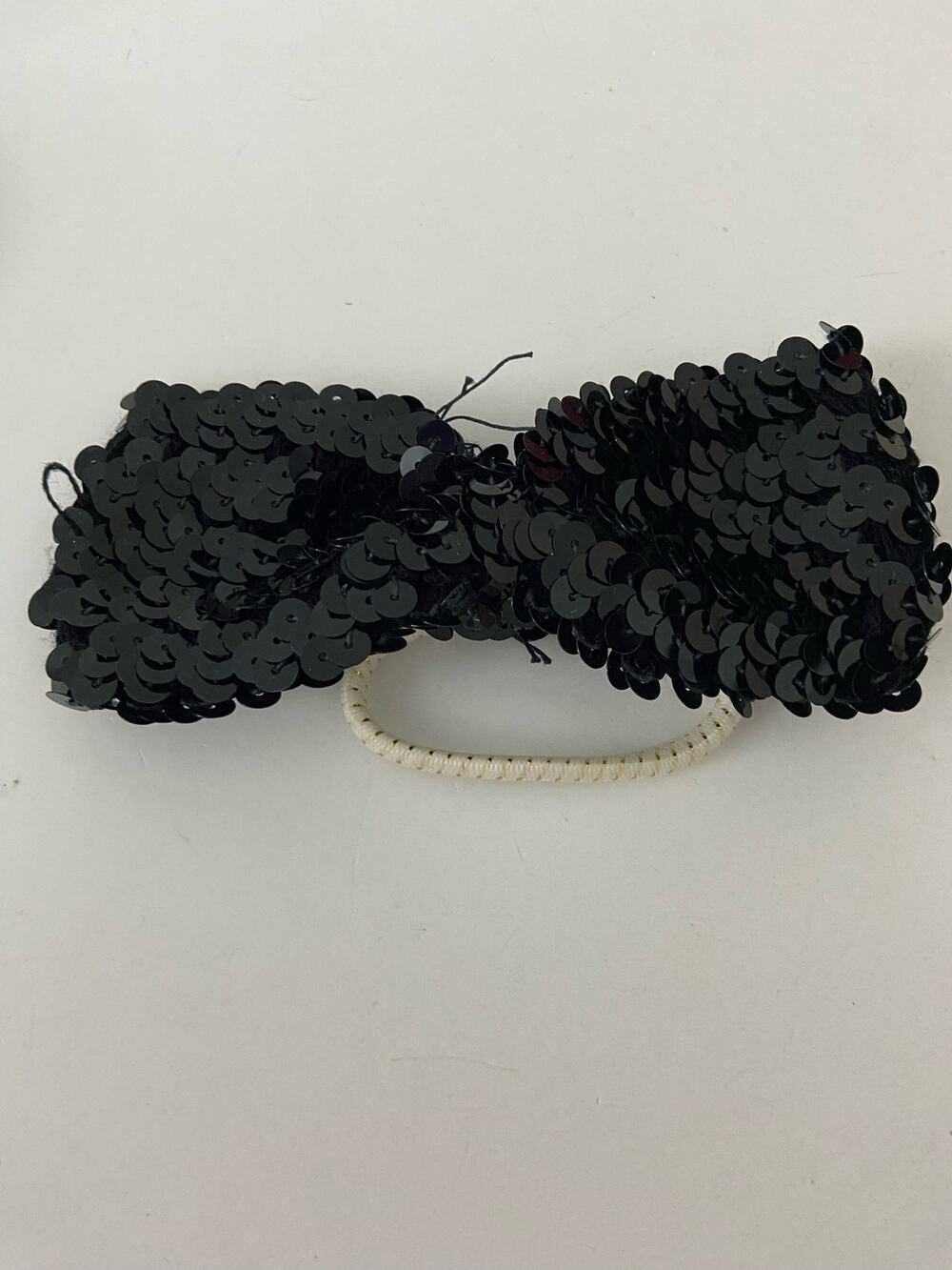 Black sequin hair bow